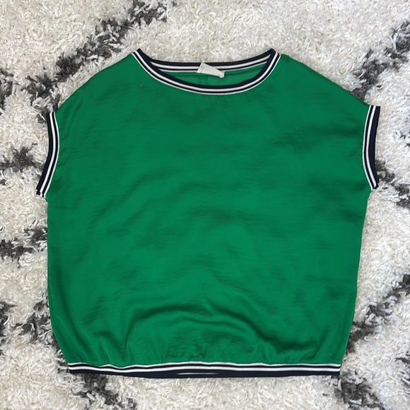 HUSH ladies top cap sleeve emerald green loose batwing Uk size 8 stretch edge - Picture 6 of 9